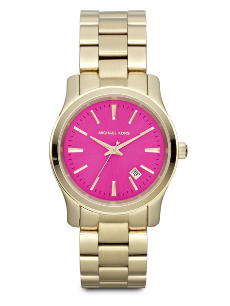 michael kors watch pink face|gold and pink watch.